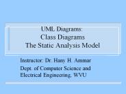UML Diagrams: Class Diagrams  The Static Analysis Model