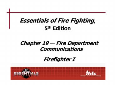 Essentials of Fire Fighting,