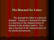 The Demand for Labor