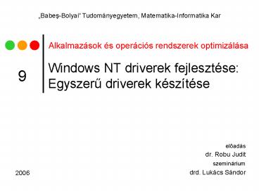 Windows NT driverek fejleszt
