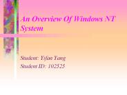 An Overview Of Windows NT System