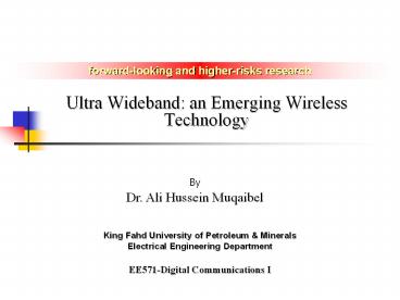 Ultra Wideband: an Emerging Wireless Technology