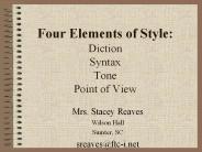 Four Elements of Style: Diction Syntax Tone Point of View