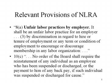 Relevant Provisions of NLRA