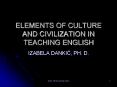 ELEMENTS OF CULTURE AND CIVILIZATION IN TEACHING ENGLISH PowerPoint PPT Presentation