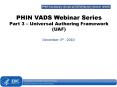 PHIN VADS Webinar Series PowerPoint PPT Presentation