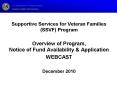 Supportive Services for Veteran Families (SSVF) Program PowerPoint PPT Presentation
