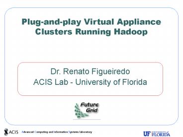 Plug-and-play Virtual Appliance Clusters Running Hadoop
