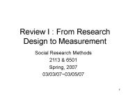 Review I : From Research Design to Measurement