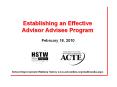 Establishing an Effective Advisor Advisee Program  February 16, 2010 PowerPoint PPT Presentation