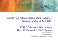 Simplifying Administrative Data Exchange, Interoperability at the CORE  CORE Education Workshop at The 13th National HIPAA Summit Classroom Session Washington, DC Wednesday, September 27, 2006 PowerPoint PPT Presentation