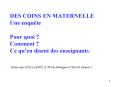 DES COINS EN MATERNELLE Une enqu PowerPoint PPT Presentation
