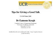 Tips for Giving a Good Talk