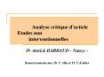 Analyse critique d'article Etudes non interventionnelles PowerPoint PPT Presentation