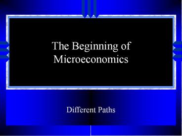 The Beginning of Microeconomics