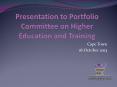 Presentation to Portfolio Committee on Higher Education and Training PowerPoint PPT Presentation
