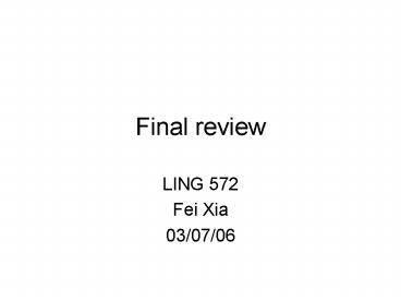 Final review