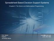 EIN 4905/ESI 6912 Decision Support Systems  Excel