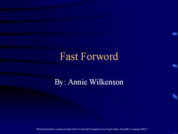 Fast Forword presentation | free to download