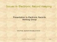 Issues in Electronic Record Keeping