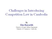 Challenges in Introducing Competition Law in Cambodia