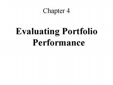 Evaluating Portfolio Performance