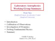 Laboratory Astrophysics Working Group Summary