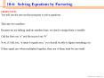 10-6: Solving Equations by Factoring PowerPoint PPT Presentation