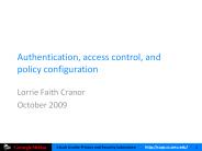 Authentication, access control, and policy configuration