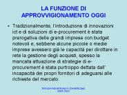 LA FUNZIONE DI APPROVVIGIONAMENTO OGGI