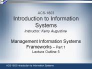 ACS-1803 Introduction to Information Systems
