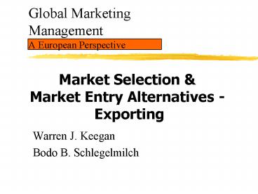 Global Marketing Management A European Perspective