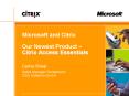Microsoft and Citrix Our Newest Product  PowerPoint PPT Presentation