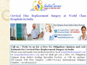cervical disc replacement surgery in india