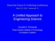 A Unified Approach to Engineering Science