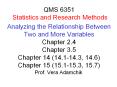QMS 6351 Statistics and Research Methods  Analyzing the Relationship Between Two and More Variables Chapter 2.4 Chapter 3.5 Chapter 14 (14.1-14.3, 14.6) Chapter 15 (15.1-15.3, 15.7) PowerPoint PPT Presentation