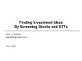 Finding Investment Ideas By Screening Stocks and ETFs PowerPoint PPT Presentation