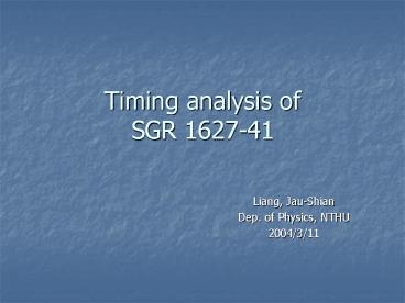 Timing analysis of SGR 1627-41