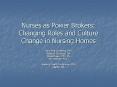 Nurses as Power Brokers: Changing Roles and Culture Change in Nursing Homes PowerPoint PPT Presentation