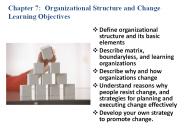 Chapter 7: Organizational Structure and Change Learning Objectives