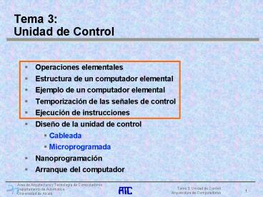 Tema 3: Unidad de Control