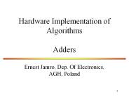 Hardware Implementation of Algorithms Adders