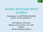 DOING BUSINESS WITH ZAMBIA