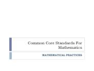 Common Core Standards For Mathematics