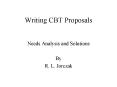 Writing CBT Proposals PowerPoint PPT Presentation