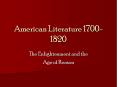 American Literature 1700-1820 PowerPoint PPT Presentation