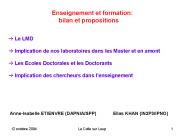 Enseignement et formation: