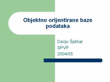 Objektno orijentirane baze podataka
