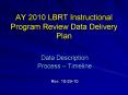 AY 2010 LBRT Instructional Program Review Data Delivery Plan PowerPoint PPT Presentation