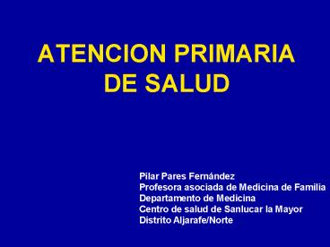 ATENCION PRIMARIA DE SALUD